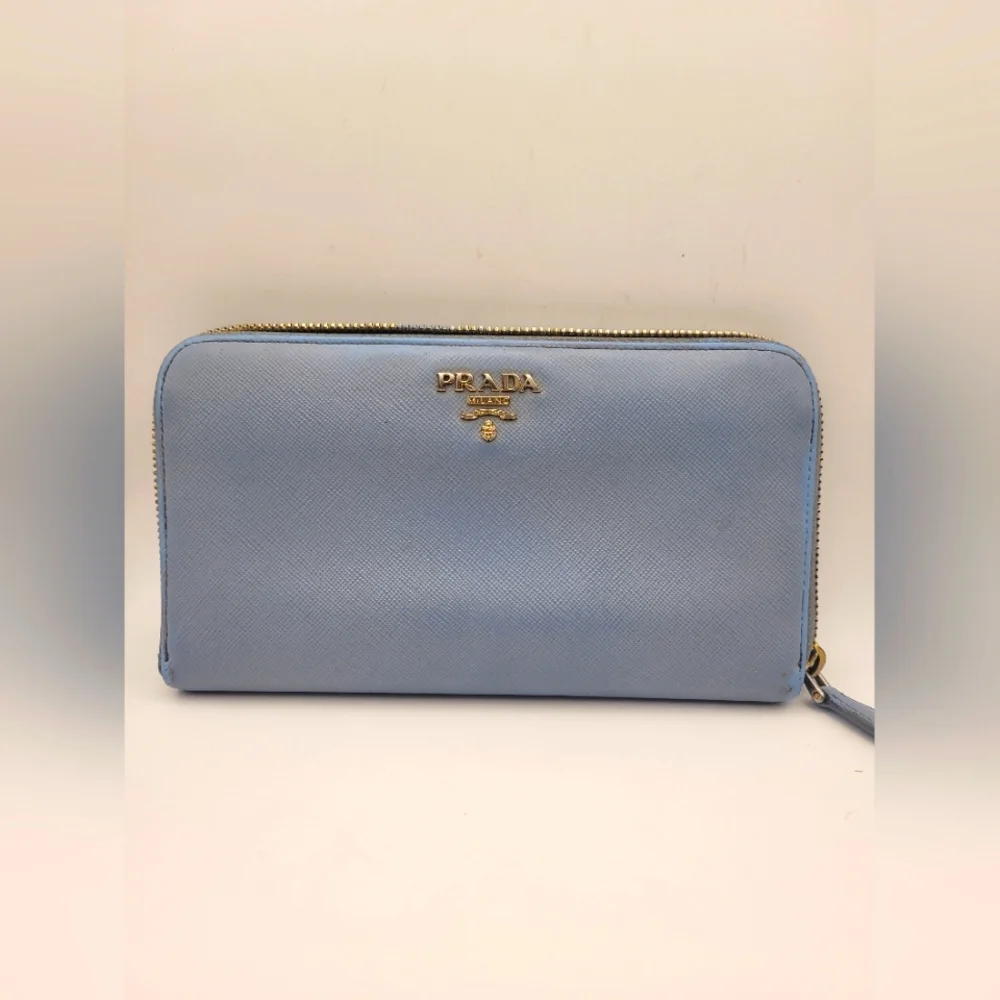 PRADA Saffiano Metal Zip Around Astrale Wallet